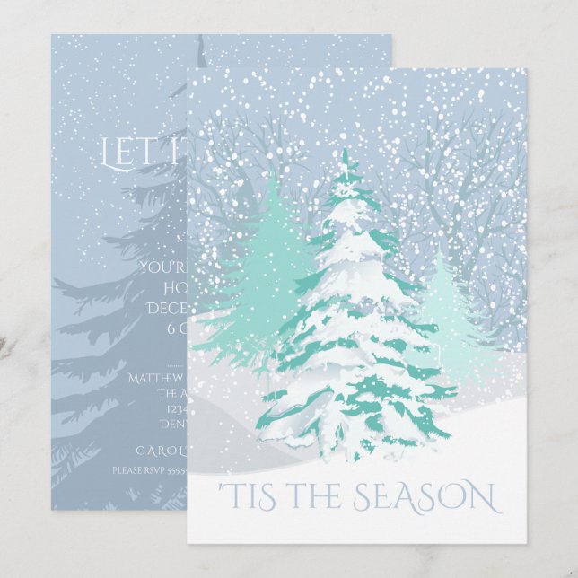 Modern Snow Tree CHANGE COLOR Christmas Invitation (Front/Back)