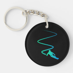 Modern snowboard graphic keychain