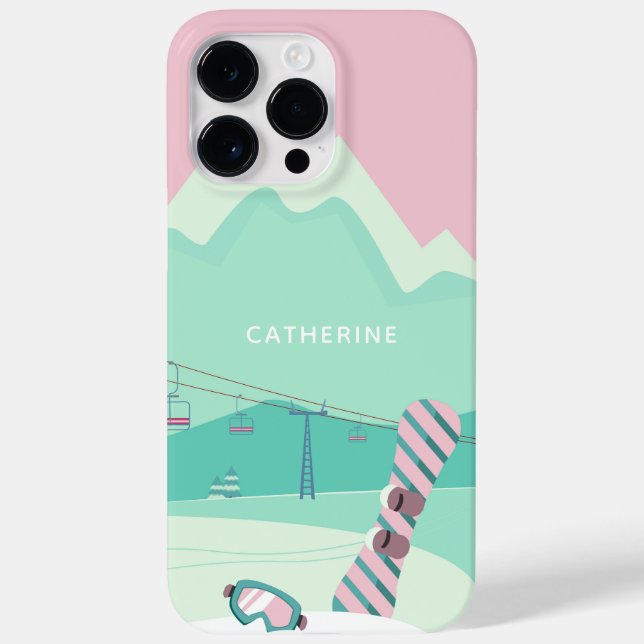 Modern Snowboard Winter Ski Slopes Personalized Case-Mate iPhone Case (Back)