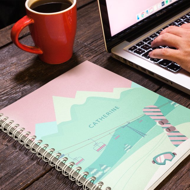 Modern Snowboard Winter Ski Slopes Personalized Notebook (Creator Uploaded)