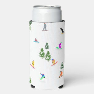 Modern Snowboarders Snowboarding Illustration  Seltzer Can Cooler