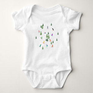 Modern Snowboarding Snowboarders Illustration Baby Bodysuit