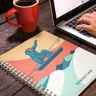 Modern Snowboarding Winter Personalized Name Notebook