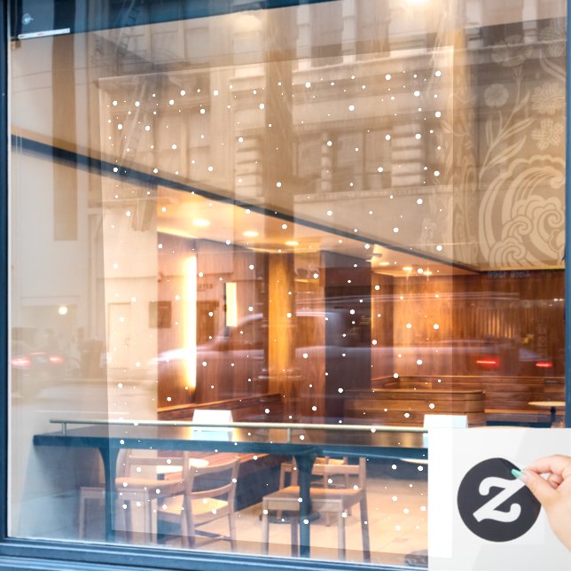 Modern Snowfall Christmas Decor Dispay Window Cling (Cafe Window)