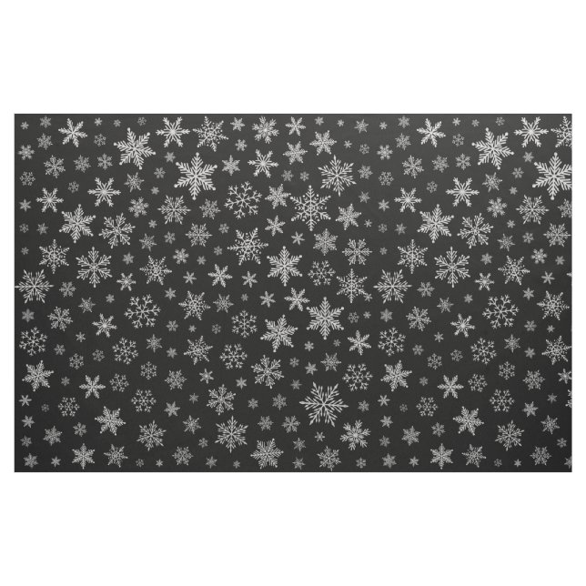Modern Snowflake 2 -Black & Silver Grey- Fabric (Fat Quarter)