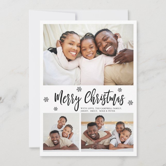 Modern Snowflake 3 Photo Collage Christmas Holiday (Front)