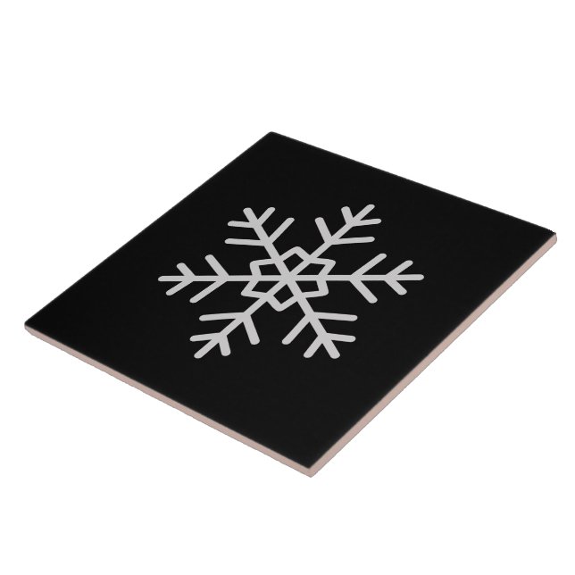 Modern Snowflake Accent Solid Black Tile Art (Side)