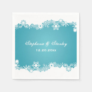 Modern Snowflake aqua white winter wedding Napkin