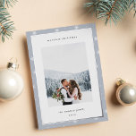 Modern Snowflake Border Christmas Photo Foil Holiday Card<br><div class="desc">Share holiday greetings with these photo Christmas cards featuring your favourite photo set on a modern and minimal background of white snowflakes on pale grey trimmed with silver foil. An editable message area lets you customize your holiday greeting in modern lettering. Add your family name or names beneath.</div>