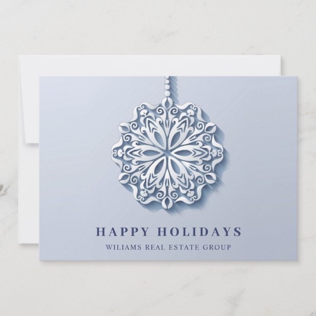 Modern Snowflake Christmas Corporate Greeting Holiday Card (Front)