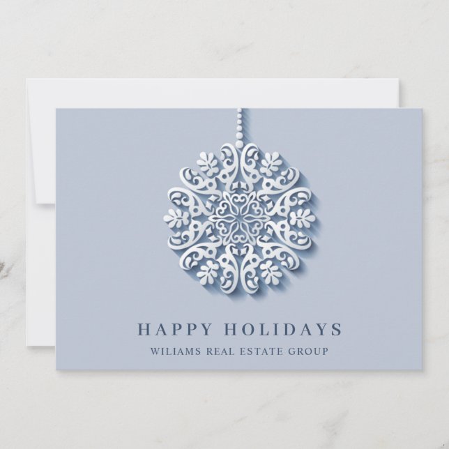 Modern Snowflake Christmas Corporate Greeting Holiday Card (Front)