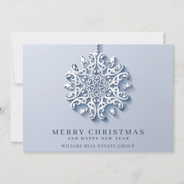 Modern Snowflake Christmas Corporate Greeting Holiday Card (Front)