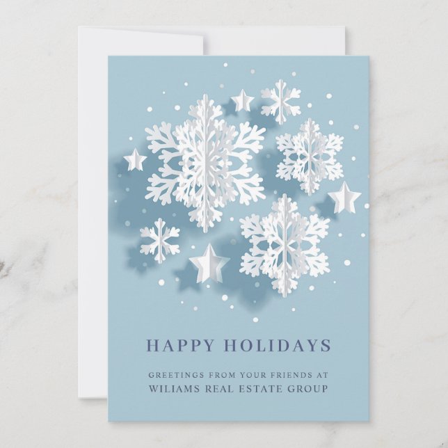 Modern Snowflake Christmas Corporate Greeting Holiday Card (Front)