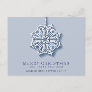 Modern Snowflake Christmas Corporate Greeting Holiday Postcard