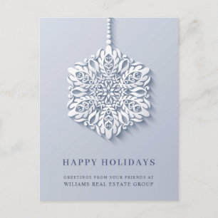 Modern Snowflake Christmas Corporate Greeting Holiday Postcard