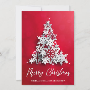 Modern Snowflake Christmas Tree Corporate Greeting Holiday Card