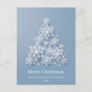 Modern Snowflake Christmas Tree Corporate Greeting Holiday Postcard