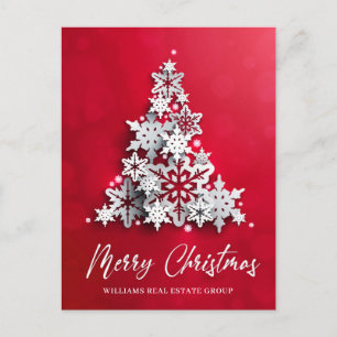 Modern Snowflake Christmas Tree Corporate Greeting Postcard