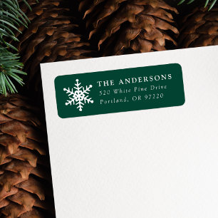 Modern Snowflake Green Holiday Adresse de retour