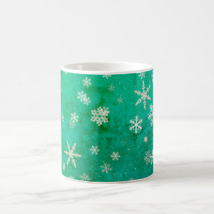 Modern Snowflake Green Pattern Christmas Holiday Coffee Mug