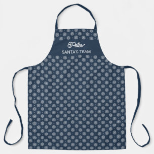 Modern Snowflake Pattern Midnight Blue Christmas Apron