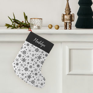 Modern Snowflake Pattern Personalized Small Christmas Stocking