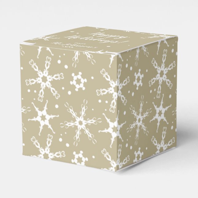 Modern Snowflake Personalized Favour Gift Box (Front Side)