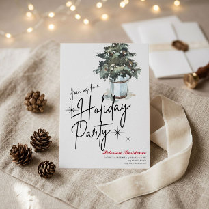 Modern snowflake pine navy winter Christmas party Invitation