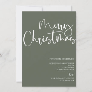 Modern snowflake pine navy winter Christmas party Invitation