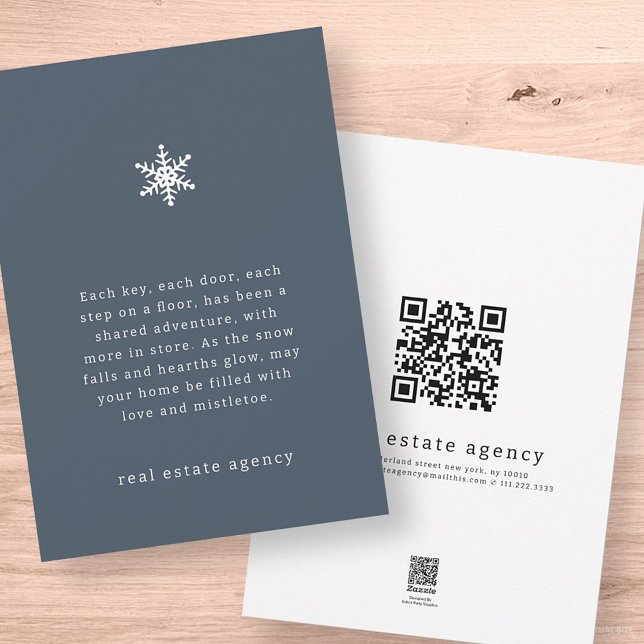 Modern Snowflake Real Estate Business Holiday Card (Creator Uploaded)