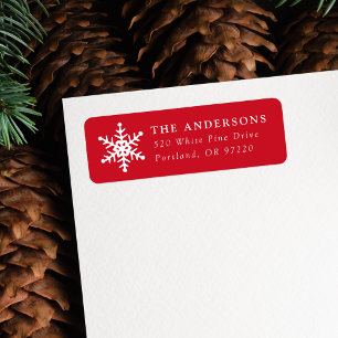 Modern Snowflake Red Holiday Return Address
