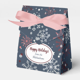 Modern Snowflake Stars Confetti Navy Blue Holiday Favor Box