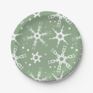 Modern Snowflake Winter Holiday Paper Plate