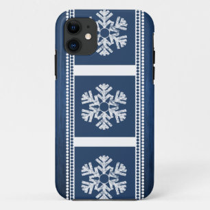 Modern Snowflakes BT iPhone 5 Case, Blue iPhone 11 Case