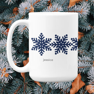 Modern Snowflakes Christmas Coffee Mug