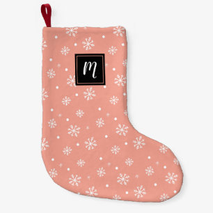 Modern Snowflakes Christmas Pattern Monogram Small Christmas Stocking