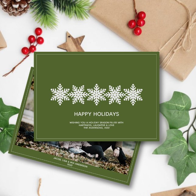 Modern Snowflakes Christmas Photo Holiday Card (Creator Uploaded)