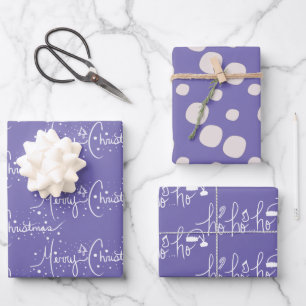 Modern Snowflakes Christmas Snow Snowflake Purple Wrapping Paper Sheet