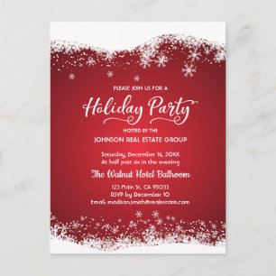 Modern Snowflakes   Holiday Party Invitation Postcard