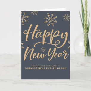 Modern Snowflakes   New Year's Greetings Holiday Card