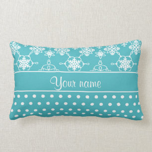 Modern Snowflakes Polka Dots Personalized Lumbar Pillow