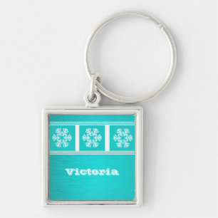 Modern Snowflakes Premium Keychain, Aqua Keychain