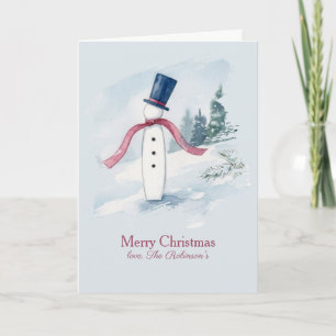 Modern Snowman Watercolor Christmas Card