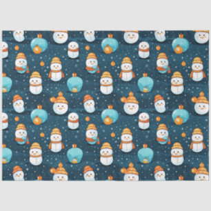 Modern Snowmen Ornaments Blue Christmas Tissue Paper