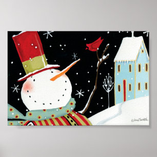 Modern Snowmen Winter Home Poster