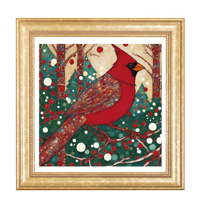 Modern Snowy Christmas Cardinal Red Bird  Photo Print (Creator Uploaded)