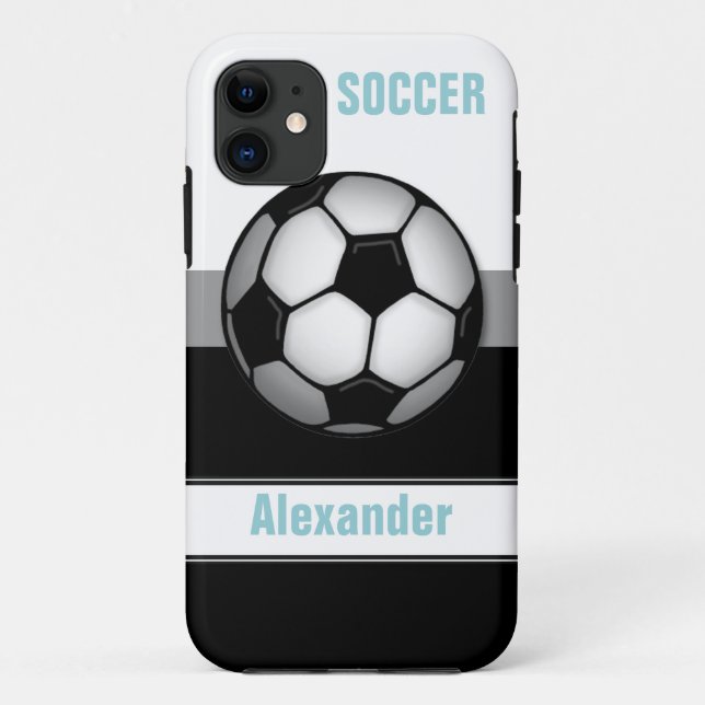 Modern Soccer Ball blue personalized iPhone 5 Case (Back)