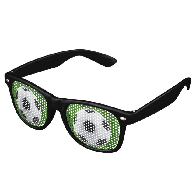 Modern Soccer Ball on Green  Retro Sunglasses (Angled)