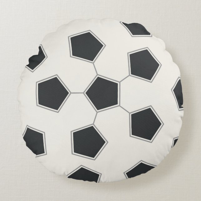 Modern Soccer Ball Print Two-Sided Round Pillow (Front)