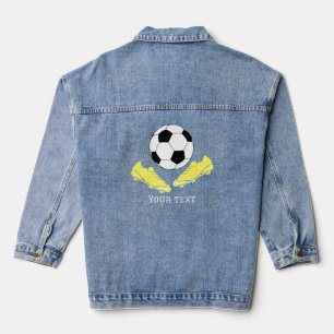 Modern Soccer Cleats Ball Black Denim Jacket